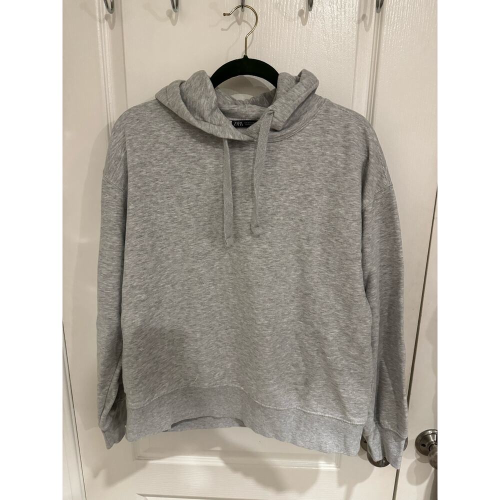 Zara Women's Grey Basic Hoodie Size M